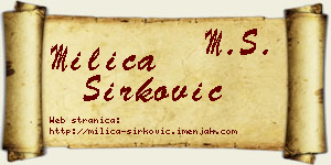 Milica Sirković vizit kartica